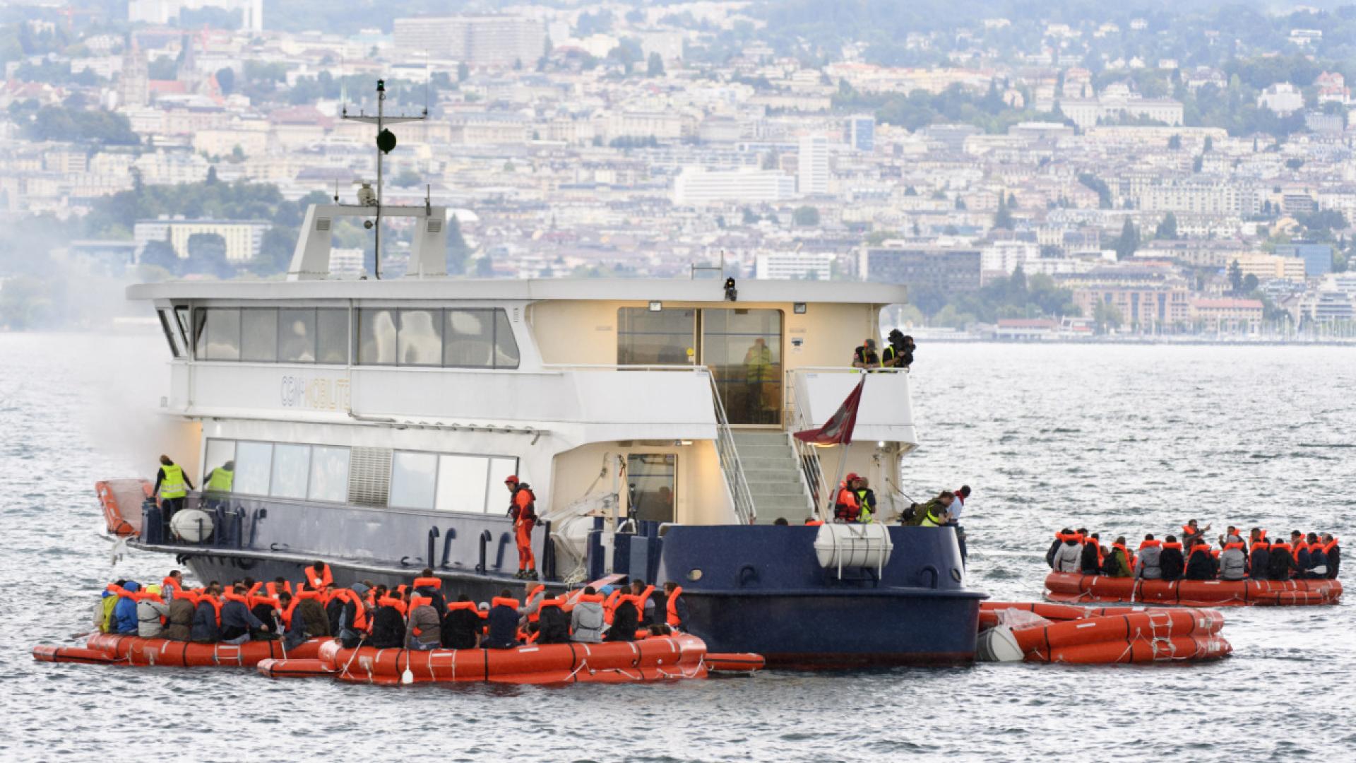 Exercice d'évacuation d'un bateau testé avec succès sur le Léman